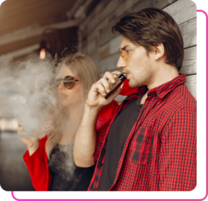 man and women with e vape